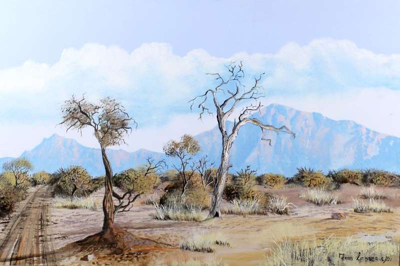 vir JacoKleyn - Faan Grobler - Dried tree in the bushveld - Magnificent investment art!! - Bid now!