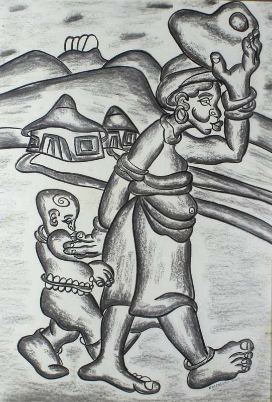 R Mmahao - Charcoal drawing