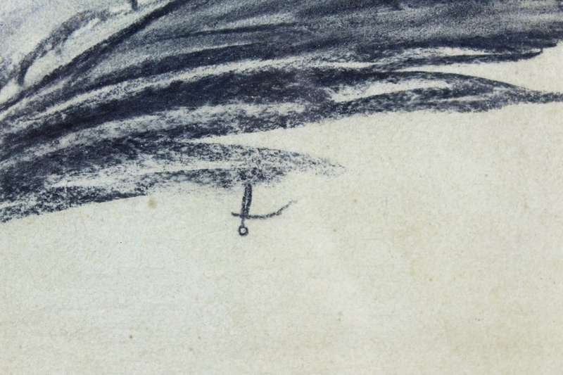 Settlement in the Alps - Signed with monogram