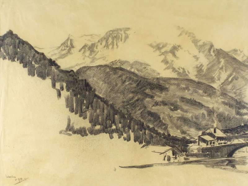 Farmscene in the Alps - Indistinctly signed