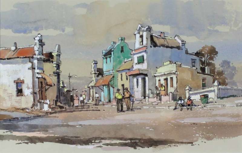 Old Cape Town street scene - Not signed, style of Boonzaaier