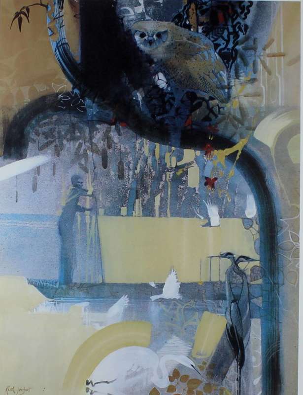 Keith Joubert - Limited edition lithoprint -  Pel`s Fishing Owl