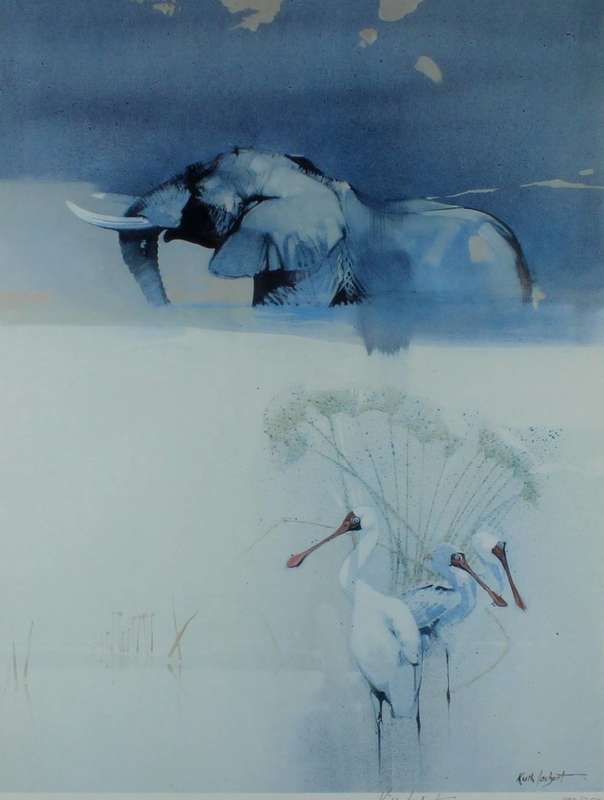 Keith Joubert - Limited edition lithoprint - African Spoonbills