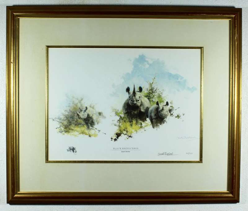 David Shepherd - Limited edition lithoprint - Black Rhinocorus