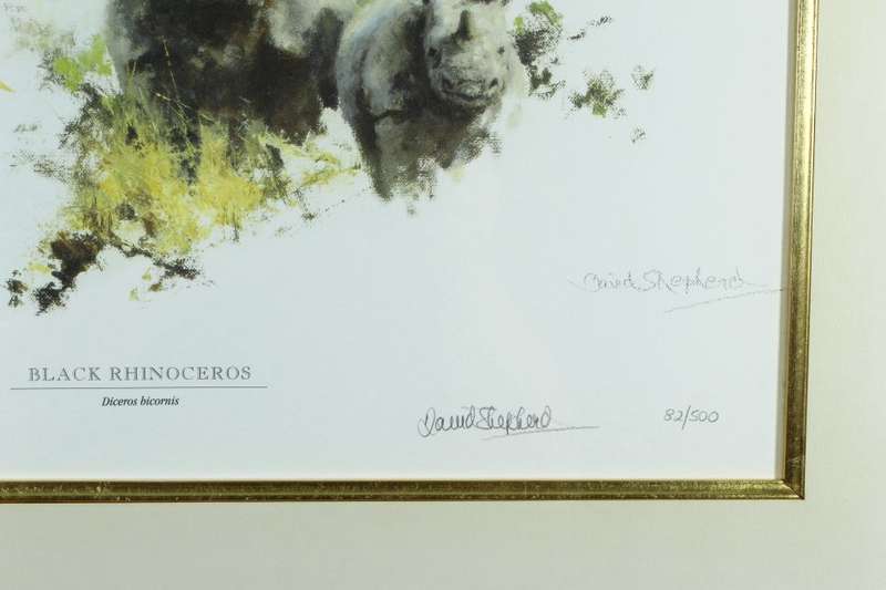 David Shepherd - Limited edition lithoprint - Black Rhinocorus