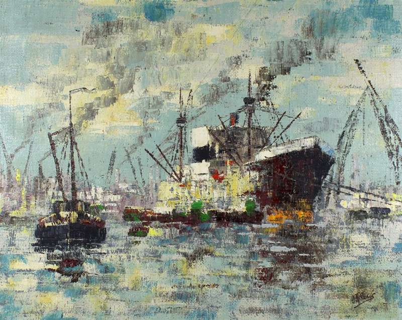 AH Recis - Boats in the harbour