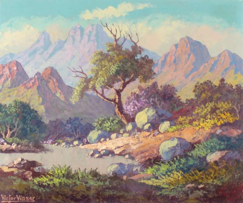 Victor Visser - Mountain scene - A stunning painting! -  Bid now!!
