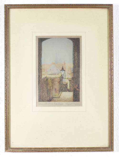 Adrocuter Close, Edinburgh - Colored etching
