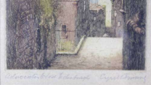 Adrocuter Close, Edinburgh - Colored etching