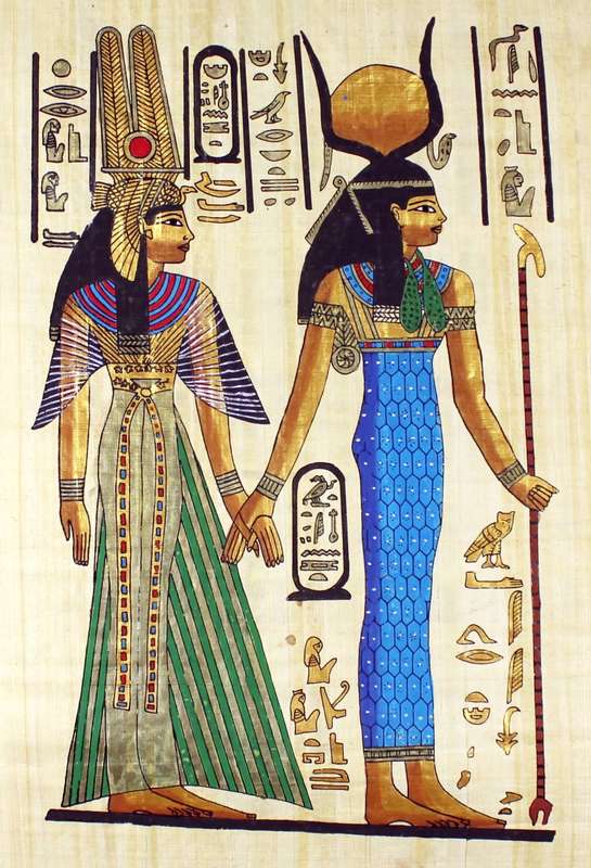 Egyption print on papyrus - Woman with head ware