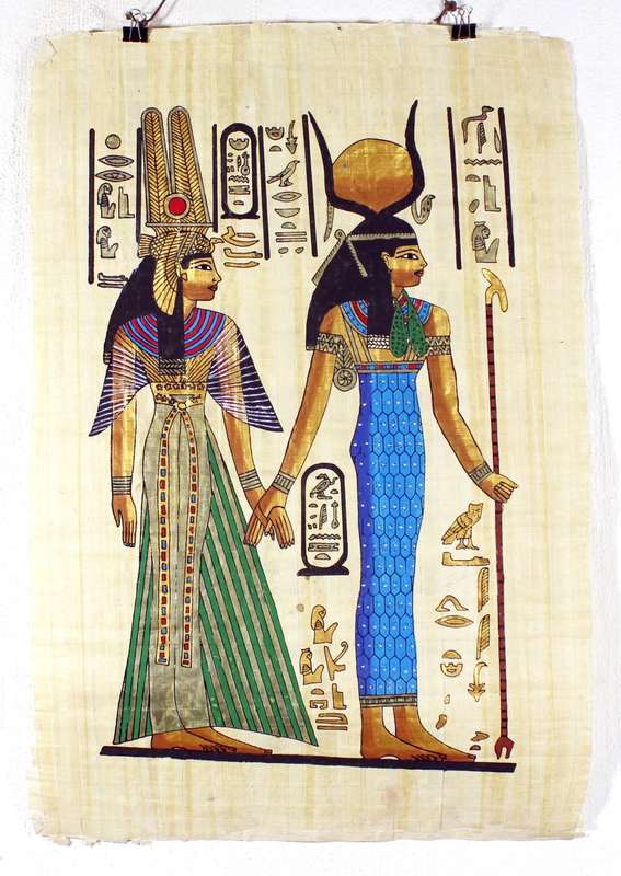Egyption print on papyrus - Woman with head ware