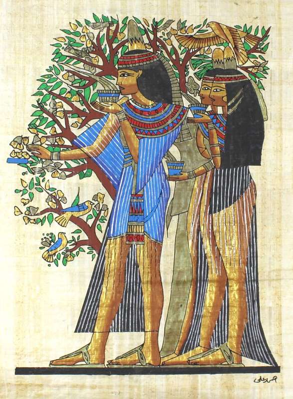 Egyption print on papyrus - Harvesting from the tree