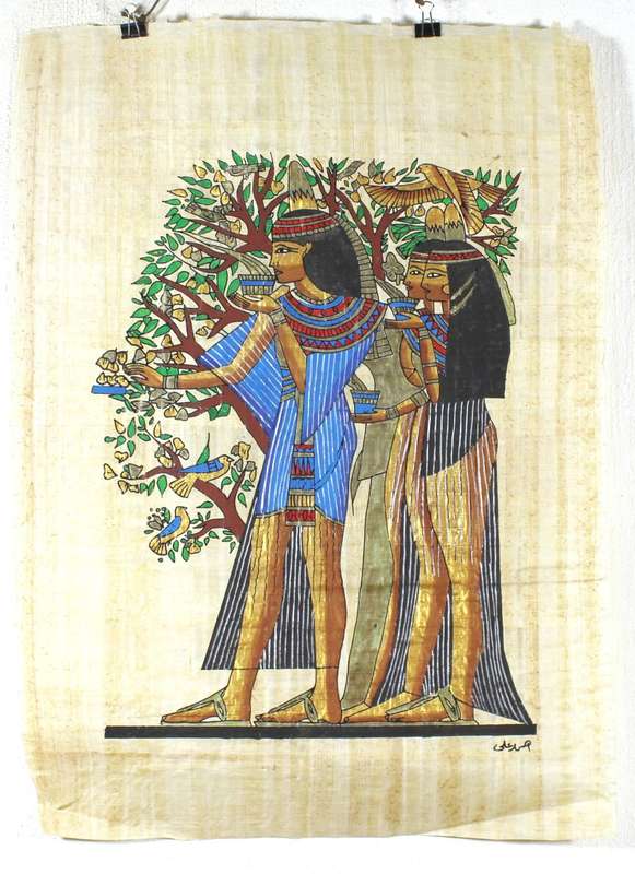 Egyption print on papyrus - Harvesting from the tree