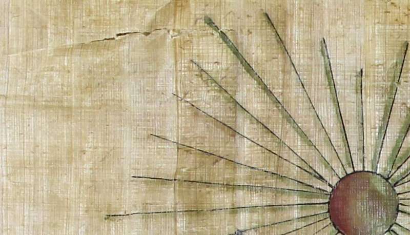 Egyption print on papyrus - Pyramid scene