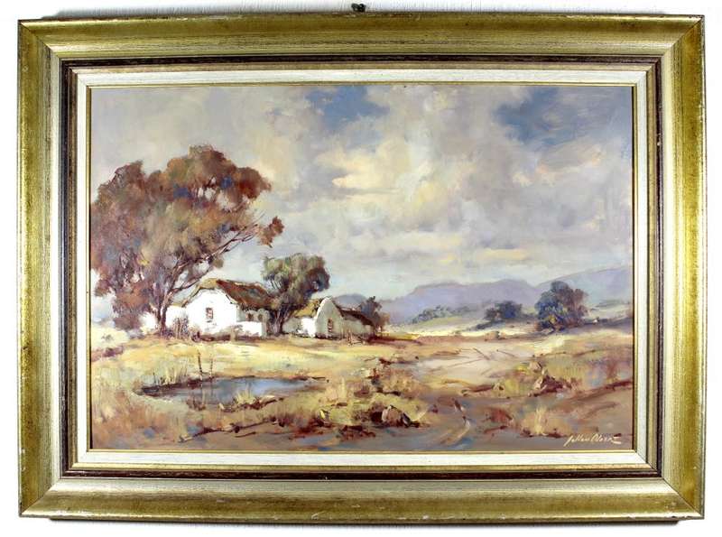 Johan Oldert - Farmscene with Cape Dutch house