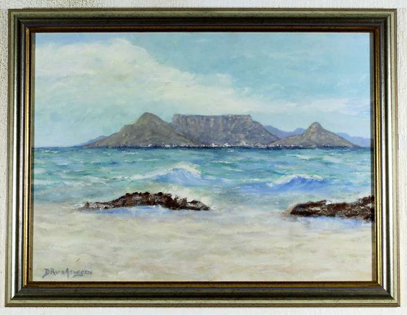 DR van Aswegen - Table Mountain from Blouberg Strand - A small treasure! - Bid now!