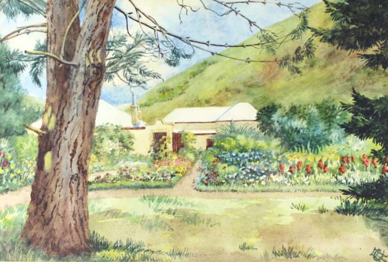 Homestead with flowers - Indistinctly signed