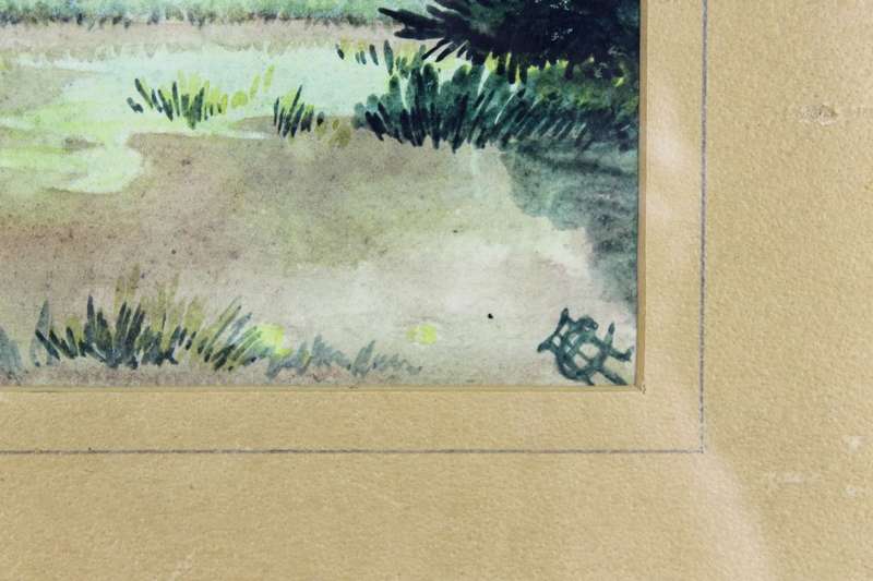 Homestead with flowers - Indistinctly signed