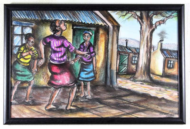 Mvemve Jiyane - Dancing woman - Mixed media