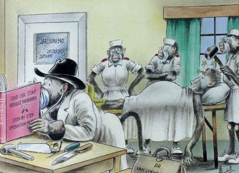 TO Honiball - Adoons prepairing for the operation - A fun print! - Bid now!