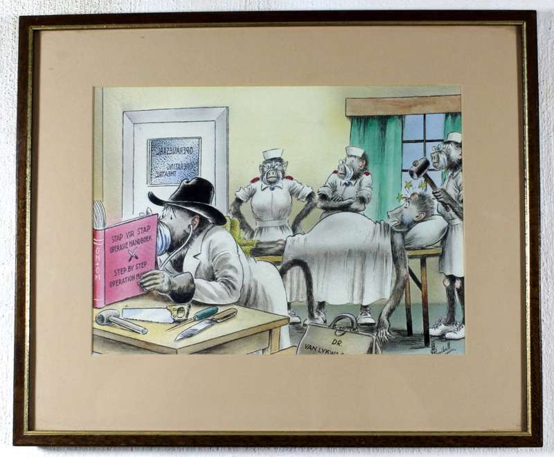 TO Honiball - Adoons prepairing for the operation - A fun print! - Bid now!
