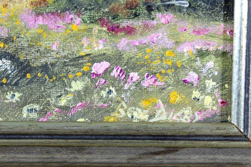 Bezz Digby - Cosmos field with distant farm house - Beautiful art!! Bid now!!