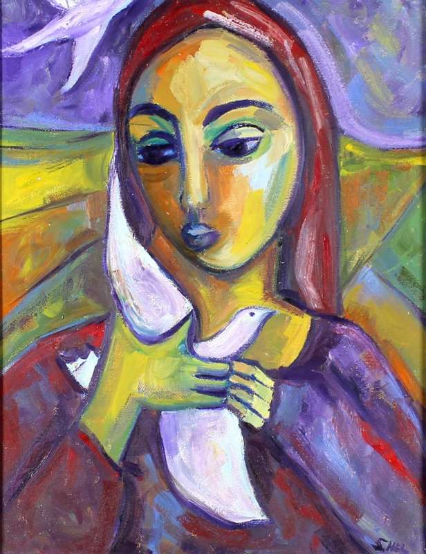 Sonja Nel - Abstract lady with dove