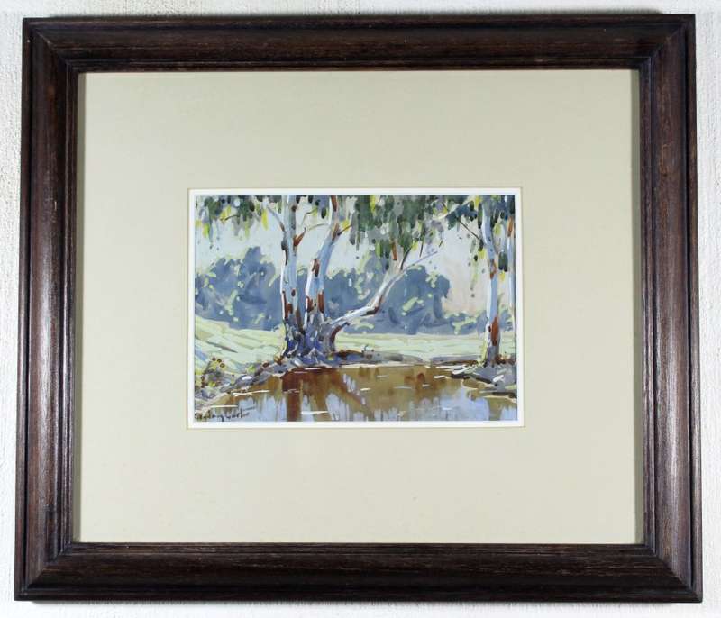 Sydney Carter - Bluegum trees - A stunning gouache painting! Invest now!!