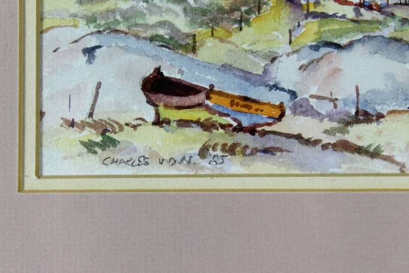 Charles van der Merwe - Fisherman`s houses with boat