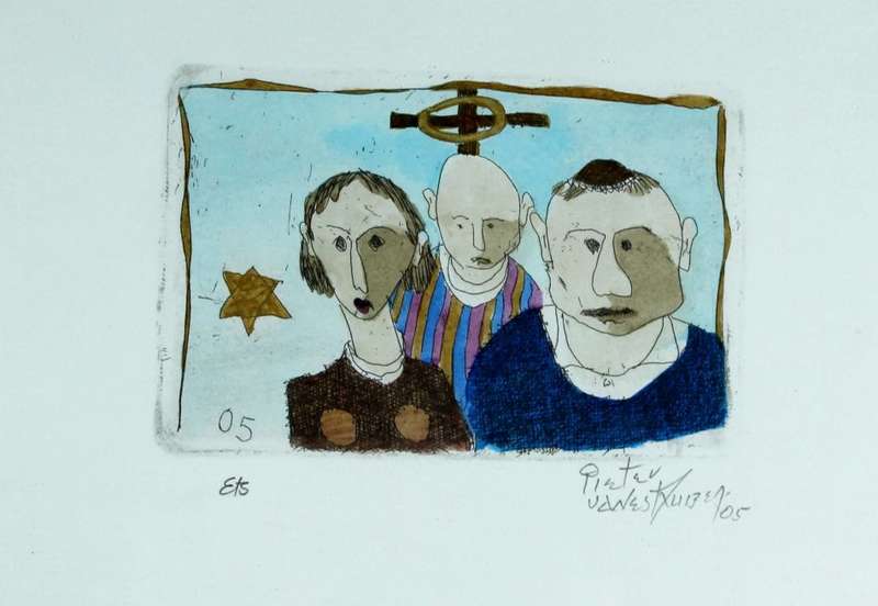 Pieter van der Westhuizen - Trio at the cross - A beautiful etching! Bid now!