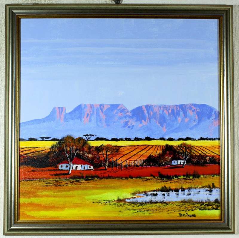 Jan Brand - Farmscene with mountains