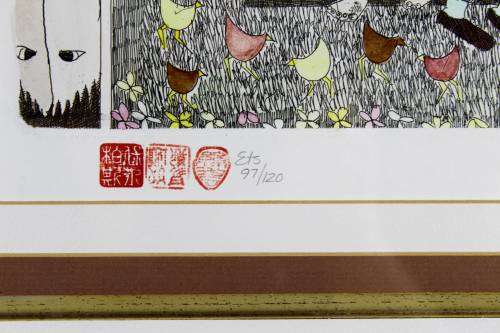 Pieter vd Westhuizen - Couple on bench with chickens