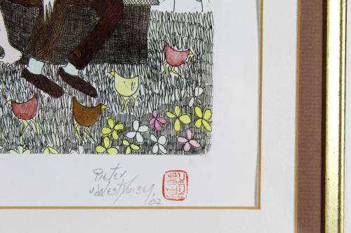 Pieter vd Westhuizen - Couple on bench with chickens