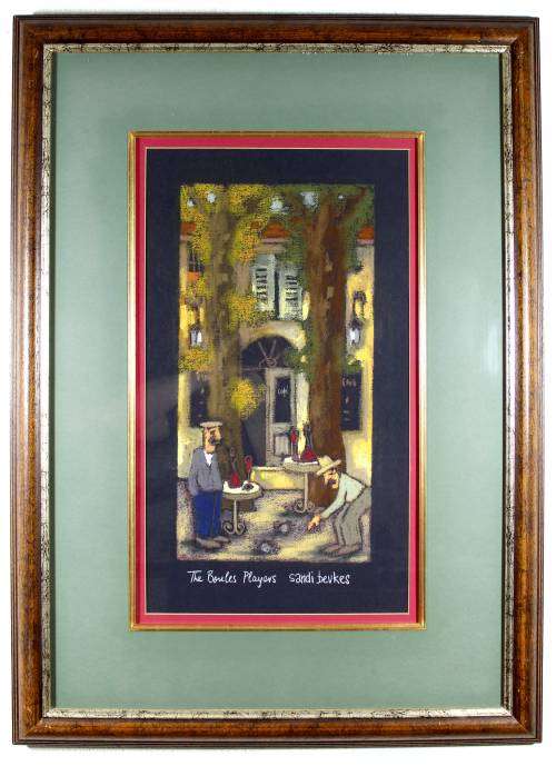 Sandi Beukes - The Boules Players - A beautiful pastel! Bid now! *Free courier!