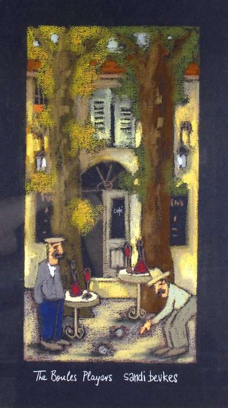 Sandi Beukes - The Boules Players - A beautiful pastel! Bid now! *Free courier!