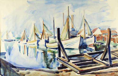 After Irma Stern - A boat scene in her style