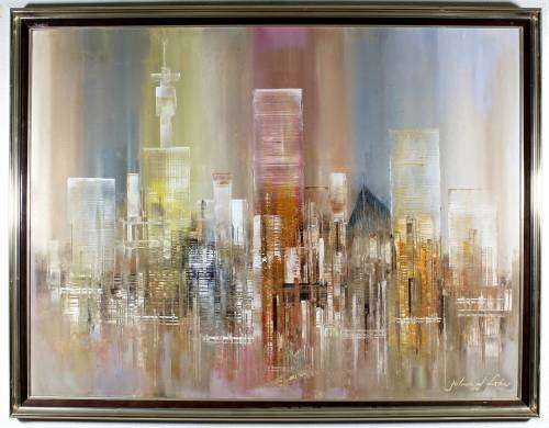 Julian D Fisher - Abstact Johannesburg City Scape - A beautiful painting! Bid now! *Free courier!