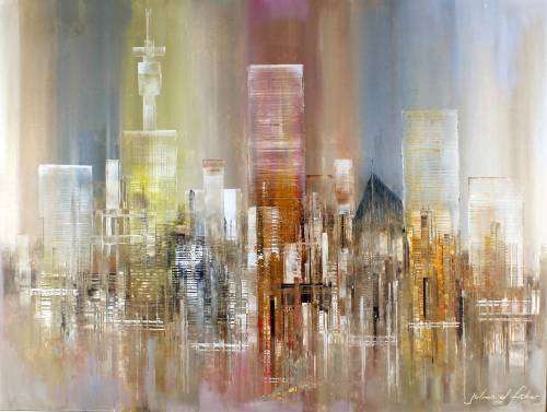 Julian D Fisher - Abstact Johannesburg City Scape - A beautiful painting! Bid now! *Free courier!