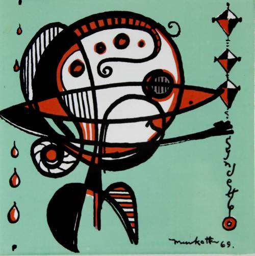 Dirk Meerkotter - Ceramic tile with a transfer print - 1970