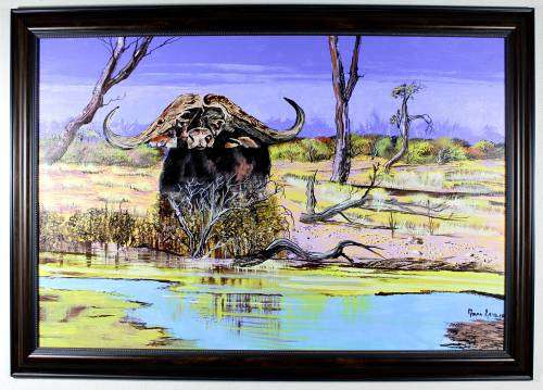 Faan Grobler - Buffalo at the waters edge