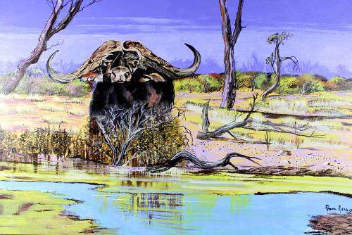 Faan Grobler - Buffalo at the waters edge