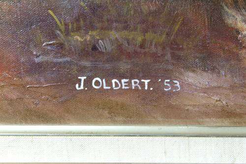 J Oldert - Large trees in a wooded scene - Bid now!!