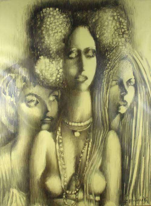 Zoltan Borbereki -  Drawing of female nudes