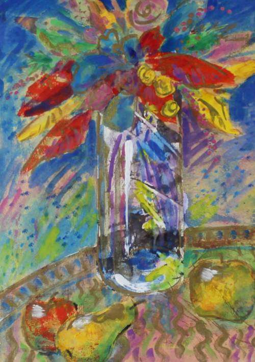 Eleonore Setterfield - Abstract Still Life - A beautiful mixed media! - Bid now!