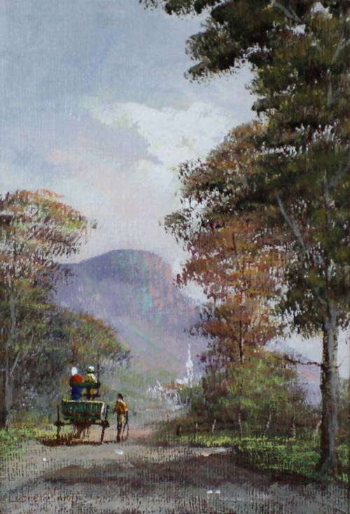 Luther Marais - Figures on donkey cart going to town