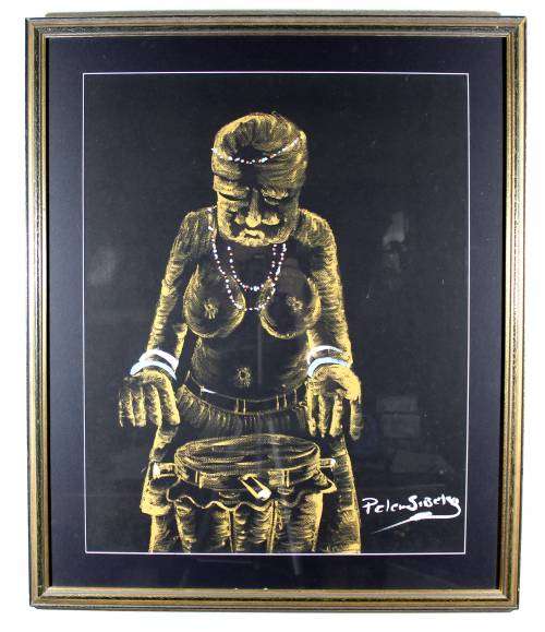Peter Sibeko - Lady playing a drum
