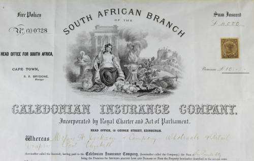 Caledonian Insurance Company Certificate - 1895