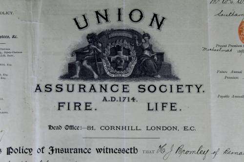 Union Assurance Society Certificate - 1892
