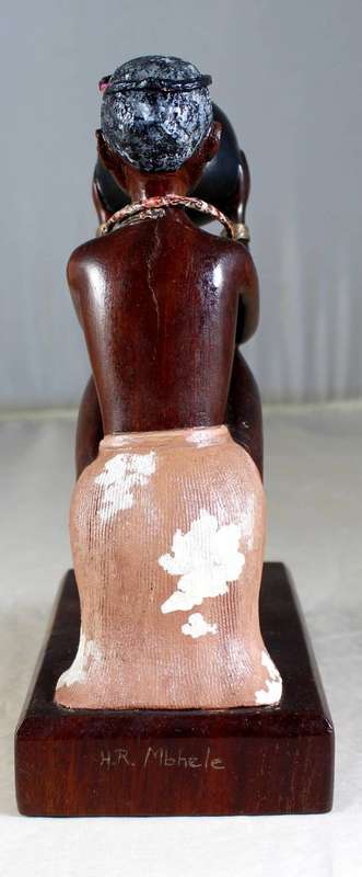 HR Mbhele Carving - Old Man Drinking From A Pot