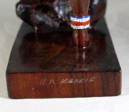 HR Mbhele Carving - Traditional Woman - Foot On Rock -